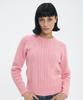 BLOND9 Fisherman Cable Wool Knit Sweater_Pink Rose
