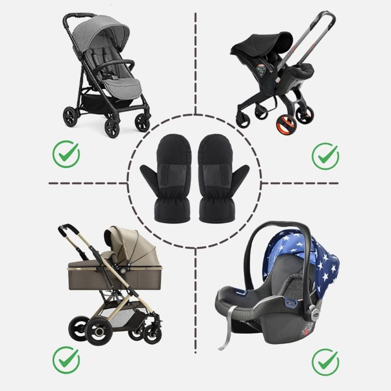 Insulated Infant Carriage Mittens Weather Resistant Fabric Adjustable Elastic Cuffs Secure Hook Loop Closure