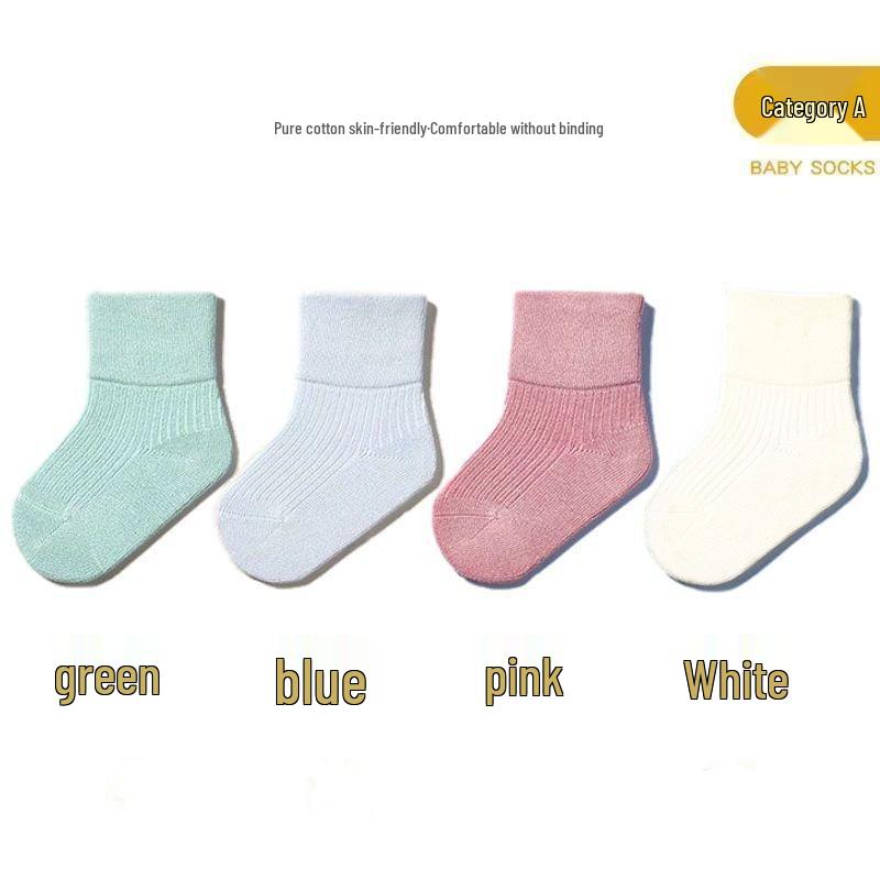 

Дышащие хлопковые носки средней длины для новорожденных – Дизайн против падения для мальчиков и девочек на весну и осень M 1-3 years, foot length 11-14cm розовый