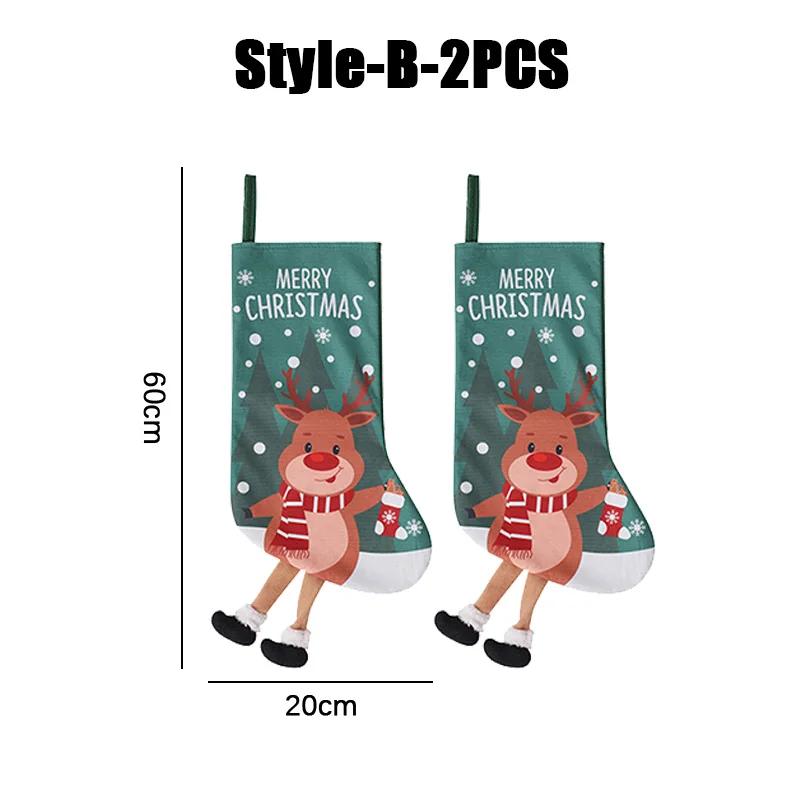 Hanging Christmas Santa Claus Snowman Decorative Gift Socks Christmas Tree Ornaments Scene Setup Cute Christmas Candy Gift Bag