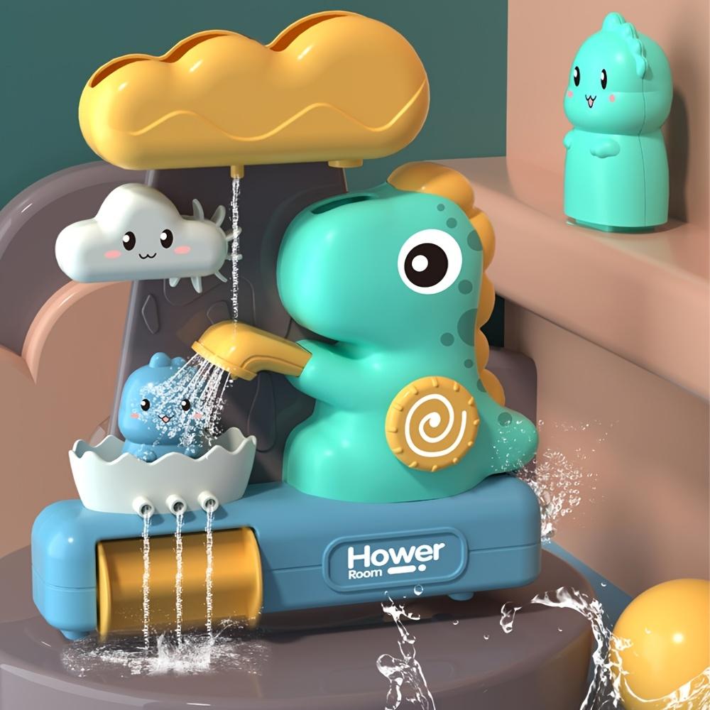 Interactive cartoon dinosaur bath toy for infants and young children, with suction cups, a good bathroom wall mounted shower toy