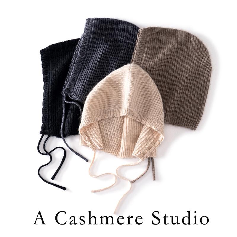 Customized cashmere blended belt rope flat top warm simple versatile thickened men's and women's knitted cashmere hat