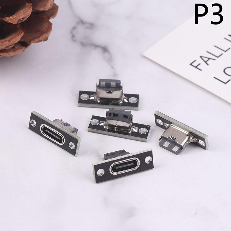 5Pcs Usb 3.1 Type C Socket With Screw Fixing Plate Type-C Usb Jack 3.1 Type-C 2Pin 4Pin Female Connector Jack Charging Port