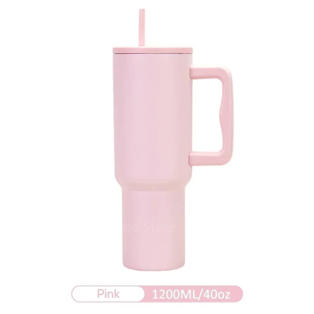 40oz Vacuum Thermos Cup Tumbler with Handle Lid Straw Stainless Steel Vacuum Mug Leak Proof Keep Cold Hot Travel Car Coffee Mug