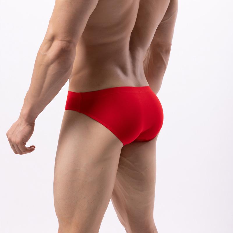 Men's Triangle Underwear Low Waist Adult Breathable Solid Color Summer Sexy Thong Sports Cotton