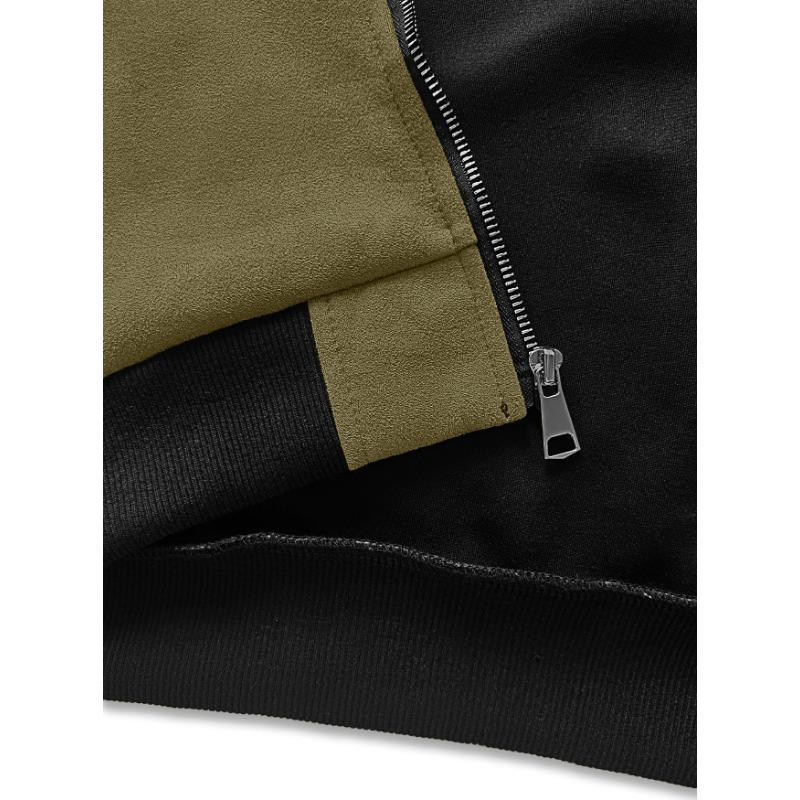 Men S Vintage Streetwear Suede Bomber Jacket Casual Outerwear