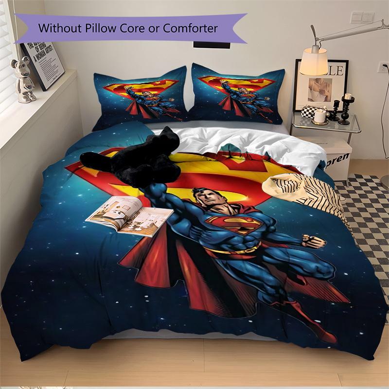 3pcs Superman Cover Set,Soft Comfortable Duvet Cover,Guest Room (1*Duvet Cover + 2*Pillowcases, Without Core) yy251024106