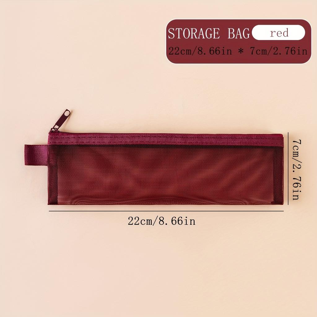 Transparent Mesh Zipper Bags, Portable Cosmetic Bags for Stationery Cosmetics Keys Office Supplies Travel Accessories