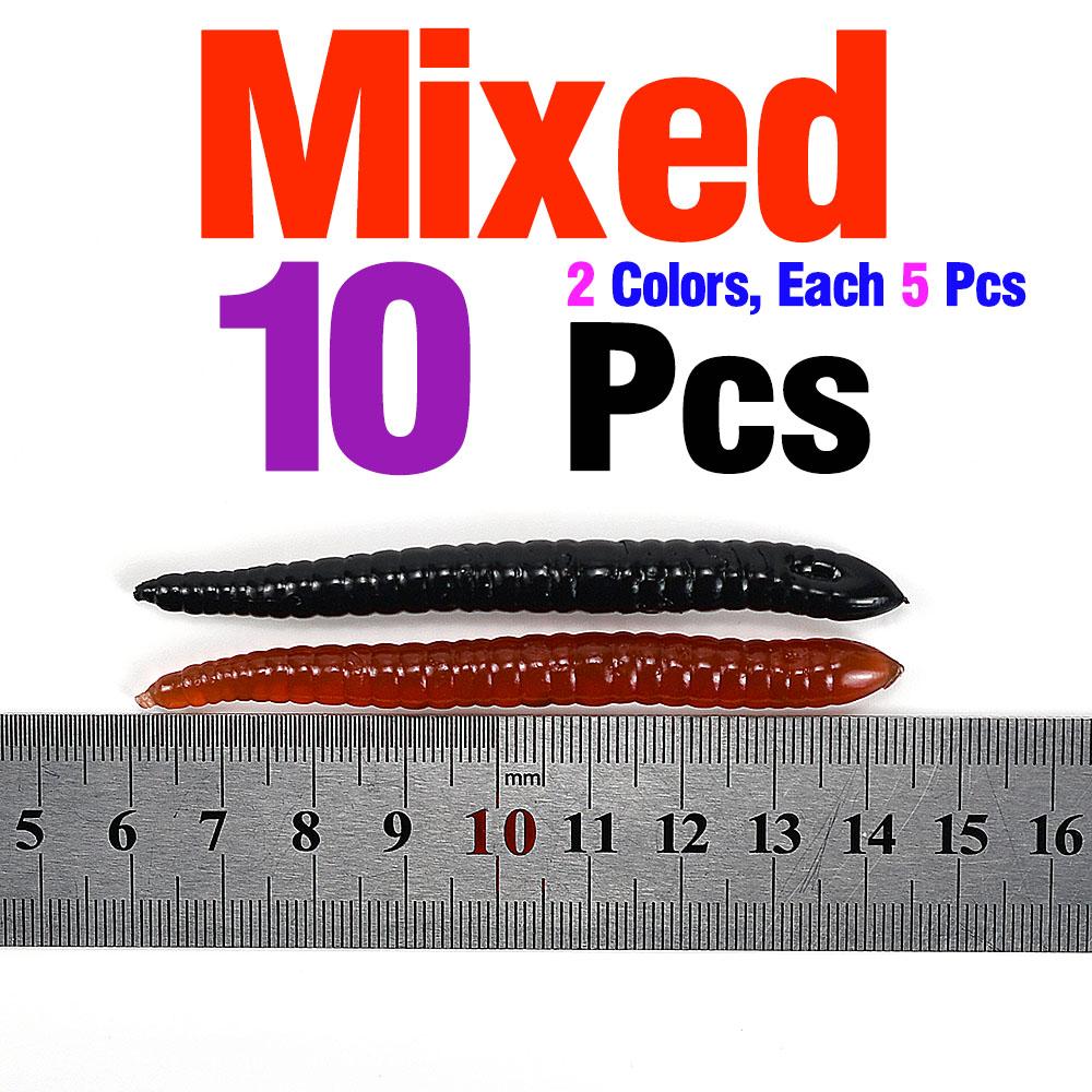 10Pcs 80mm 2.6g Worm Soft Bait Earthworm Salt Scent Infused Realistic Wriggle High-Elastic Soft Noodle Worm Lure Durable