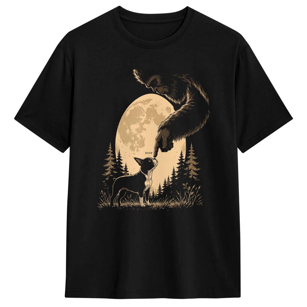 Fun Hand Boop Nose Labrador Bigfoot Sasquatch Full Moon Dog T Shirt  100% Cotton Funny T-Shirts Round Collar  Tee Shirt