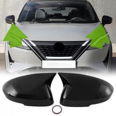 Pour Nissan Rogue ~2024 Cache Coque de Rétroviseur Latéral Arrière Porte Noir Brillant