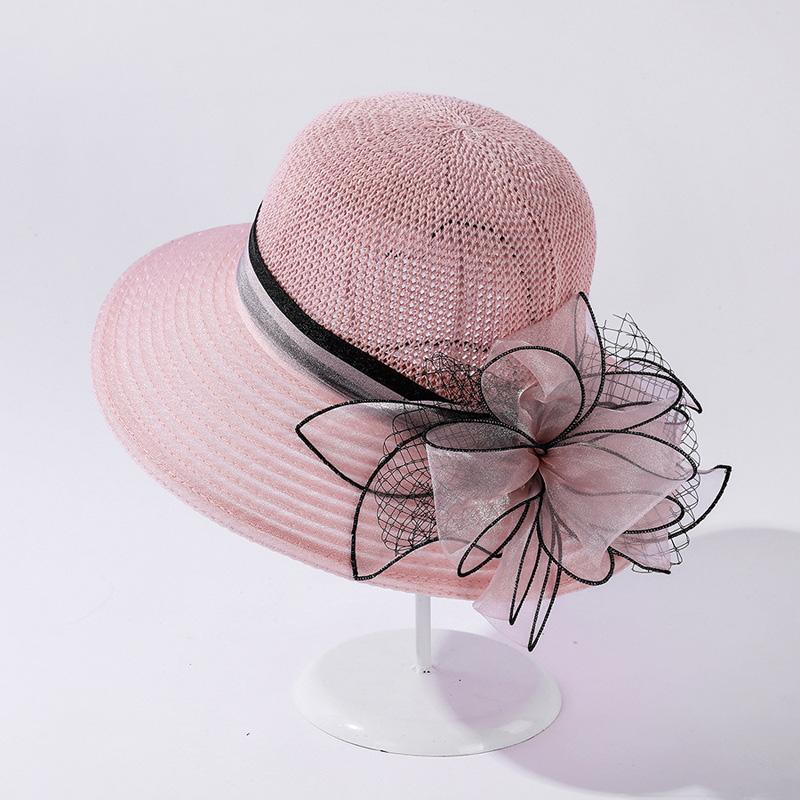 Summer Ladies Hat Leisure Beach Women Sun Hat Elegant Wide Brim Hat Silk Flower Bucket Hat Casual Cap Female Fedora