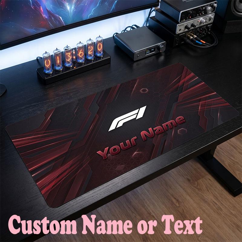 F1 Customized Name Text Mouse Pad, Large Desk Mouse Mat Personalized Home Office Present