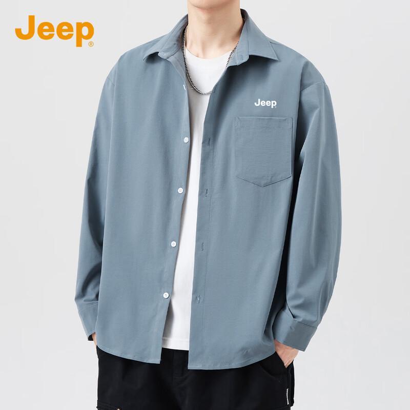 JEEP Men's American Style Loose Fit Long Sleeve Shirt