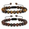 Fashion Woven Adjustable Bangle 8mm Natural Tiger Eyes Lava Rock Protection HANDMADE Bracelet Men's Gift