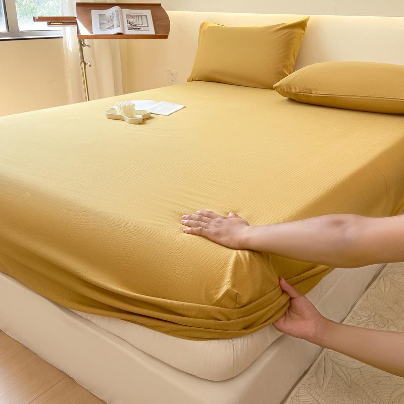 Простыня с эластичным мытым хлопковым голубым цветочным принтом — фото 15