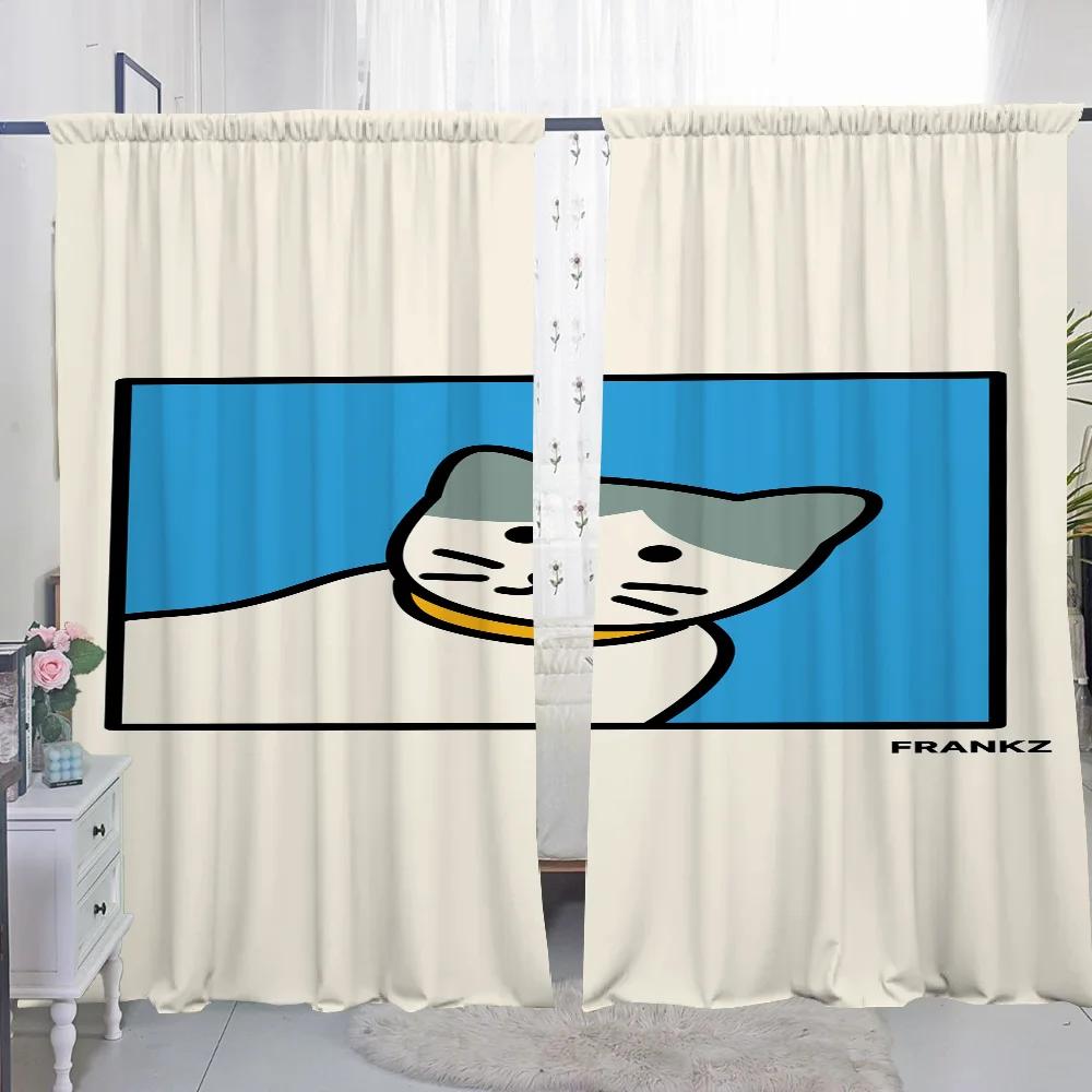 Window Home Interior Kitchen Curtains for Living Room 2 Pieces Blackout Curtains Door Curtain Cat Bedroom Decoration Partition