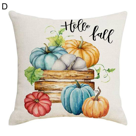 Cushion Case Single Side Printed Decorative Flax Fashion Farmhouse Thanksgiving Home Cushion Case Daily Use