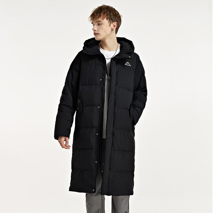 Kappa Solid Color Hooded Long Down Jacket Men's K0B72YY05