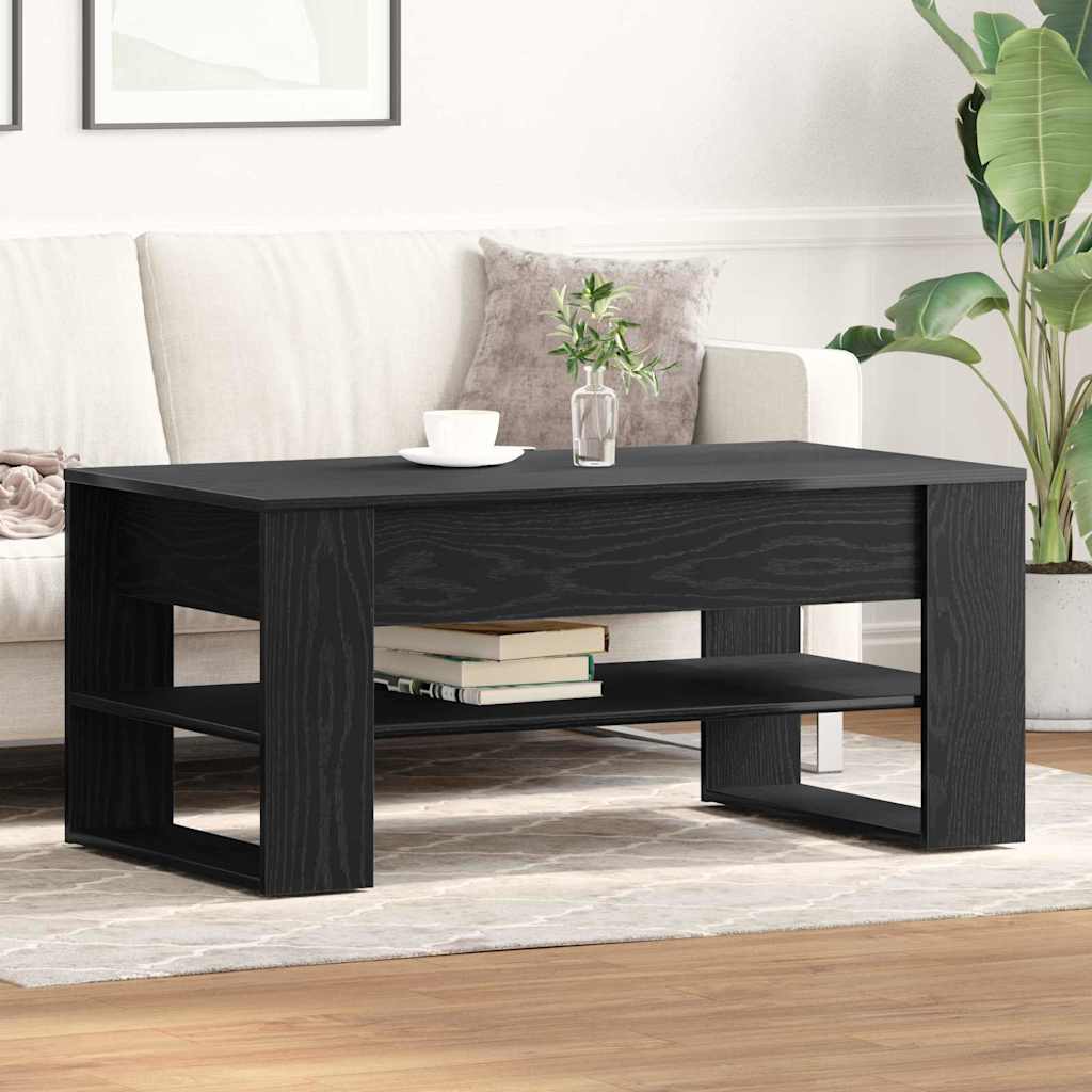 Coffee Table Black Oak Look 102 X 55 X 45 Cm Engineered Wood