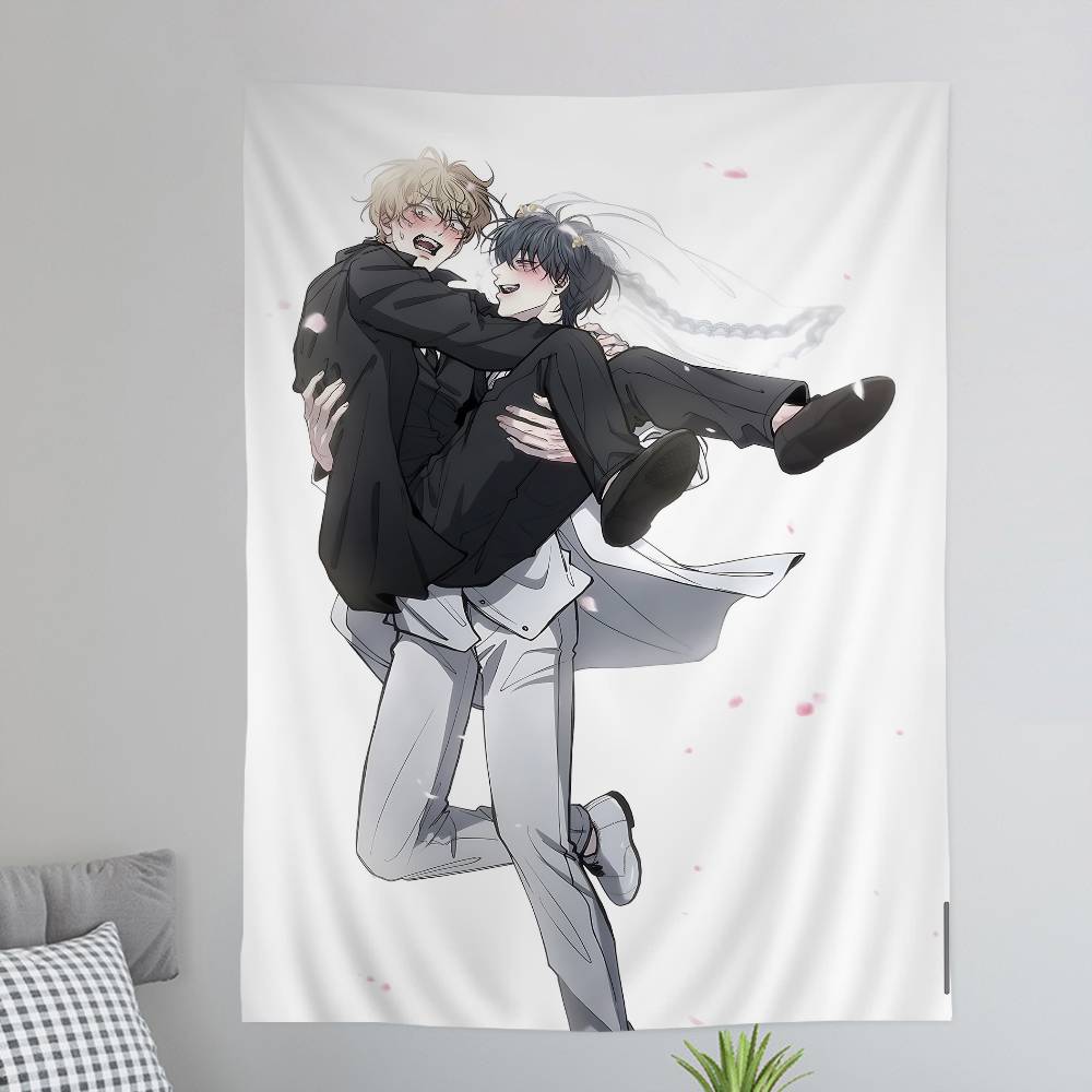 Negative Love Anime Tapestry Hippie Flower Wall Carpets Dorm Decor Cheap Hippie Wall Hanging