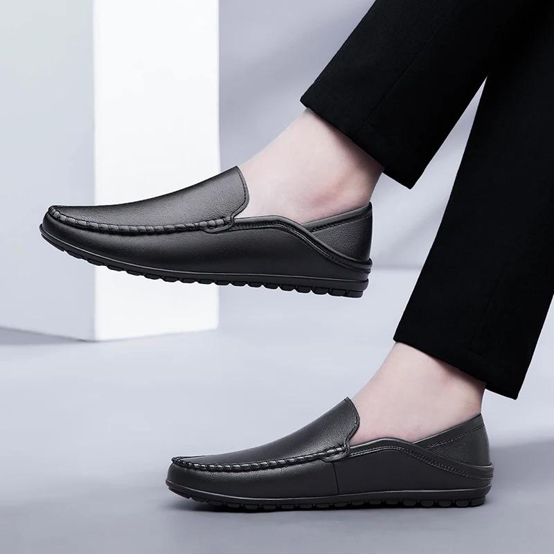 Men Shoes slip on fashion Casual Genuine Leather Mens Loafers Moccasins Designer Boat Shoes High Quality Chaussure Homme