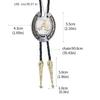 Unisex Adjustable Faux Leather Rope Bolo Tie with Metal Initial Letter Pendant Western Necklace Vintage Necktie Neckwear