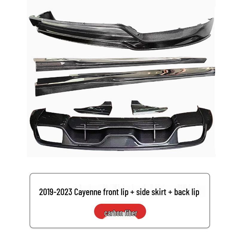 Porsche Cayenne Coupe (18-25) Carbon Fiber Kit: Front Lip, Side Skirts, Rear Lip, Roof & Middle Spoilers