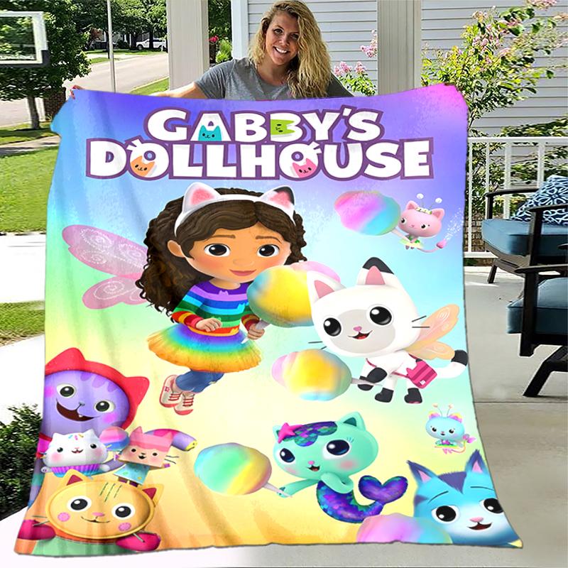 1pc Blanket Gabby's Dollhouse2 Print Design, Lightweight Blanket for Sofa, Bed- Soft &Warm, Gift for All Seasons like Christmas, Halloween