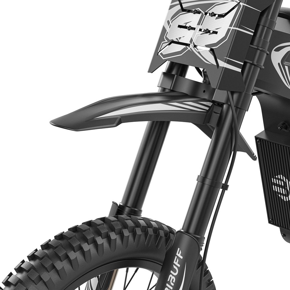 Bibuff GT600 Elektrisches Offroad-Fahrrad 7500W Spitzenmotor 19" Reifen Elektrisches Mountainbike 72V 30Ah Hydraulische Bremsen Höchstgeschwindigkeit 80 km/h Grau