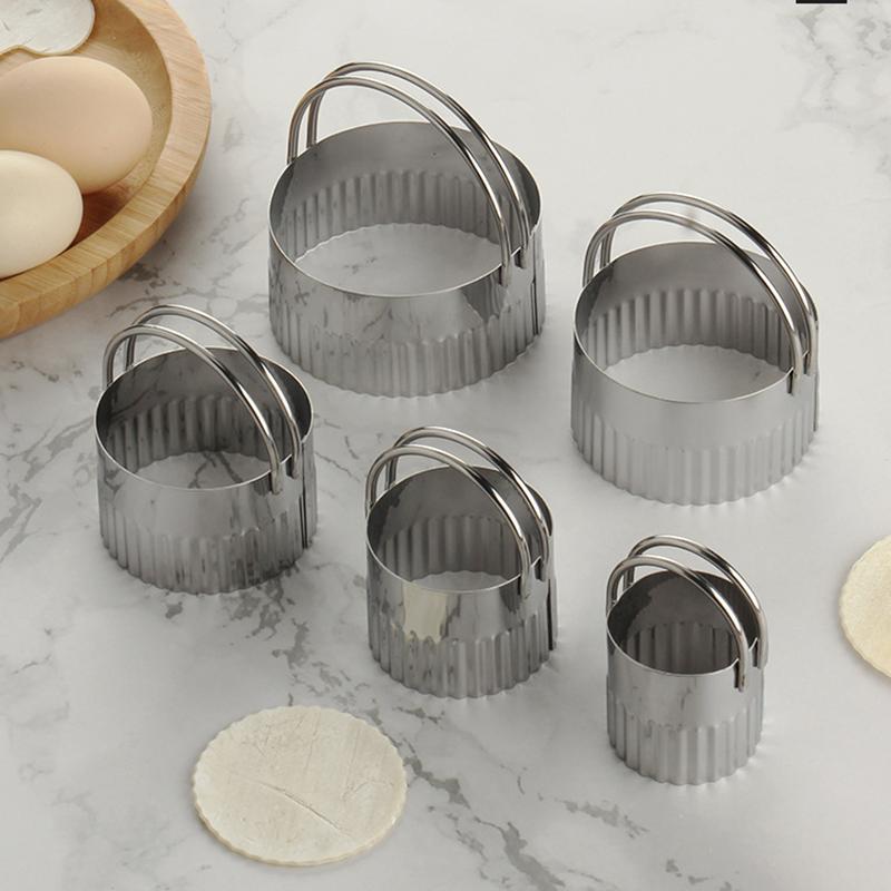 5Pcs/Set Stainless Steel Cookie Cutters with Handle Mousse Cake Baking Mold (BPA Free, No FDA)