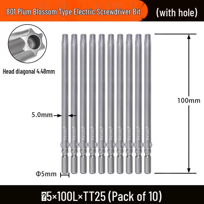 Nigao S2 Torx Electric Screwdriver Bit, 801 with Hole, 5mm Round Shank