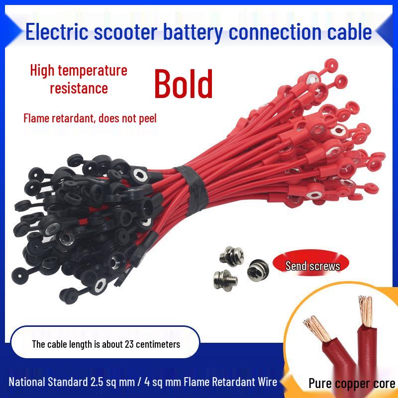 Thickened Pure Copper Core Electric Vehicle Battery Cable 48V/60V/72V - 2.5/4/6 Sq