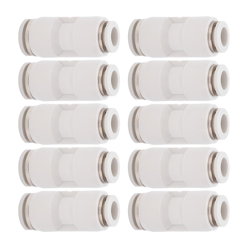 10Pcs Straight Reducing Connector Quick Release Pnuematic Air Hose Reducer Tube Fittings White