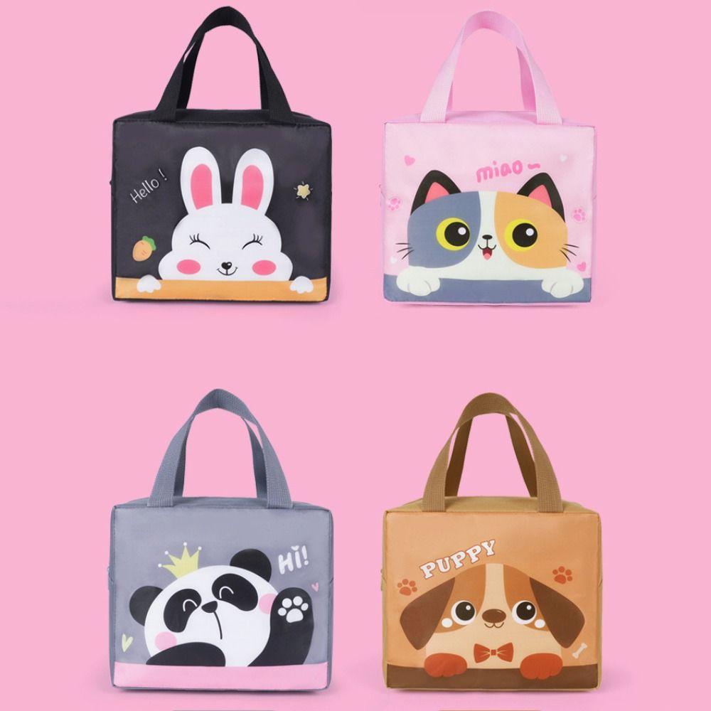 Oxford Cloth Cartoon Lunch Bag Aluminum Foil Lining Large Capacity Thickened Thermal Insulation Bag Cartoon Pattern