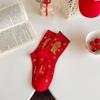 Festive Mid-Calf Cartoon Socks with Snowman & Santa Design for Autumn/Winter Holidays