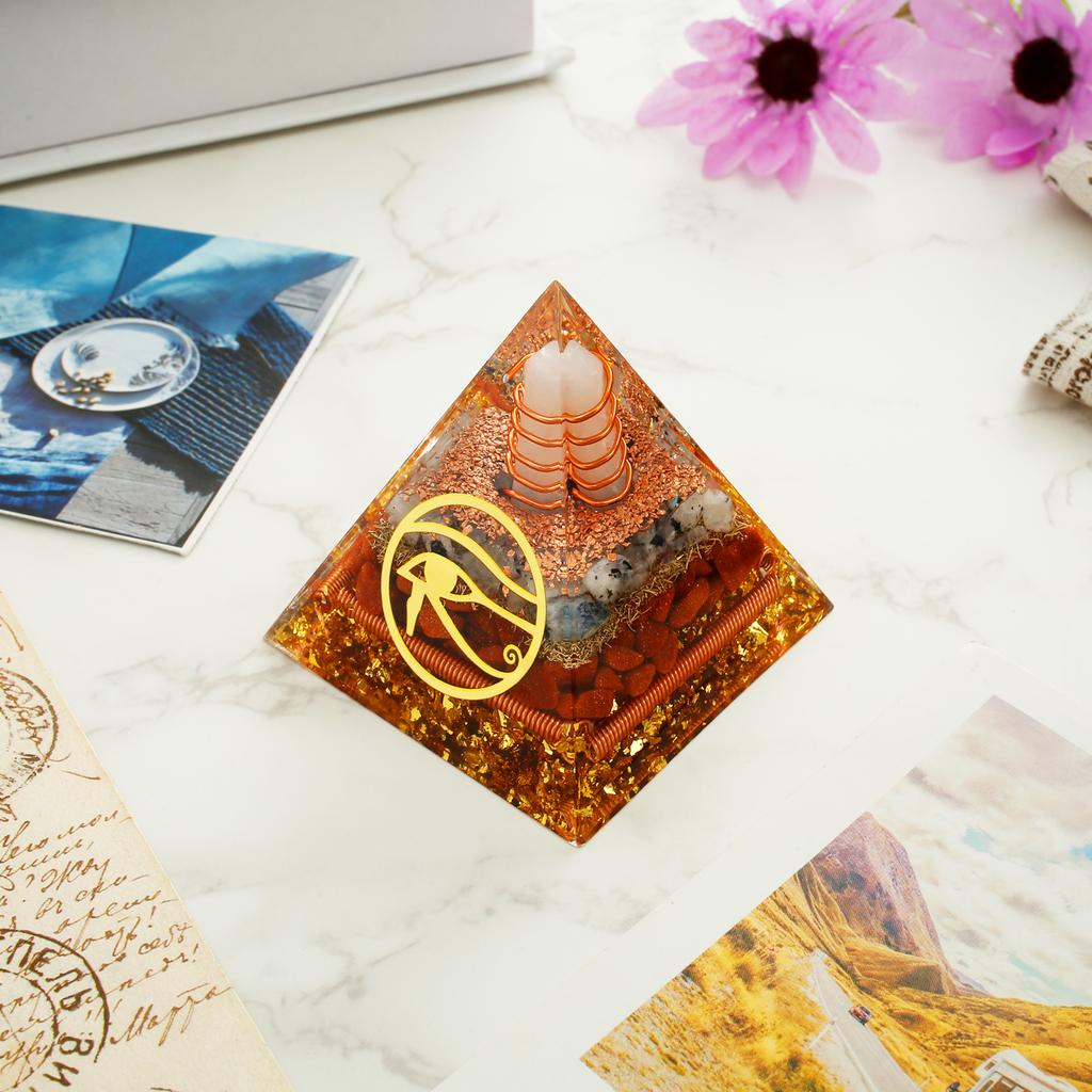 Crystal Pyramid Reiki Energy Pyramid Decor Handmade Meditation Pyramid Ornament Energy Protection Crystal Generator for Office