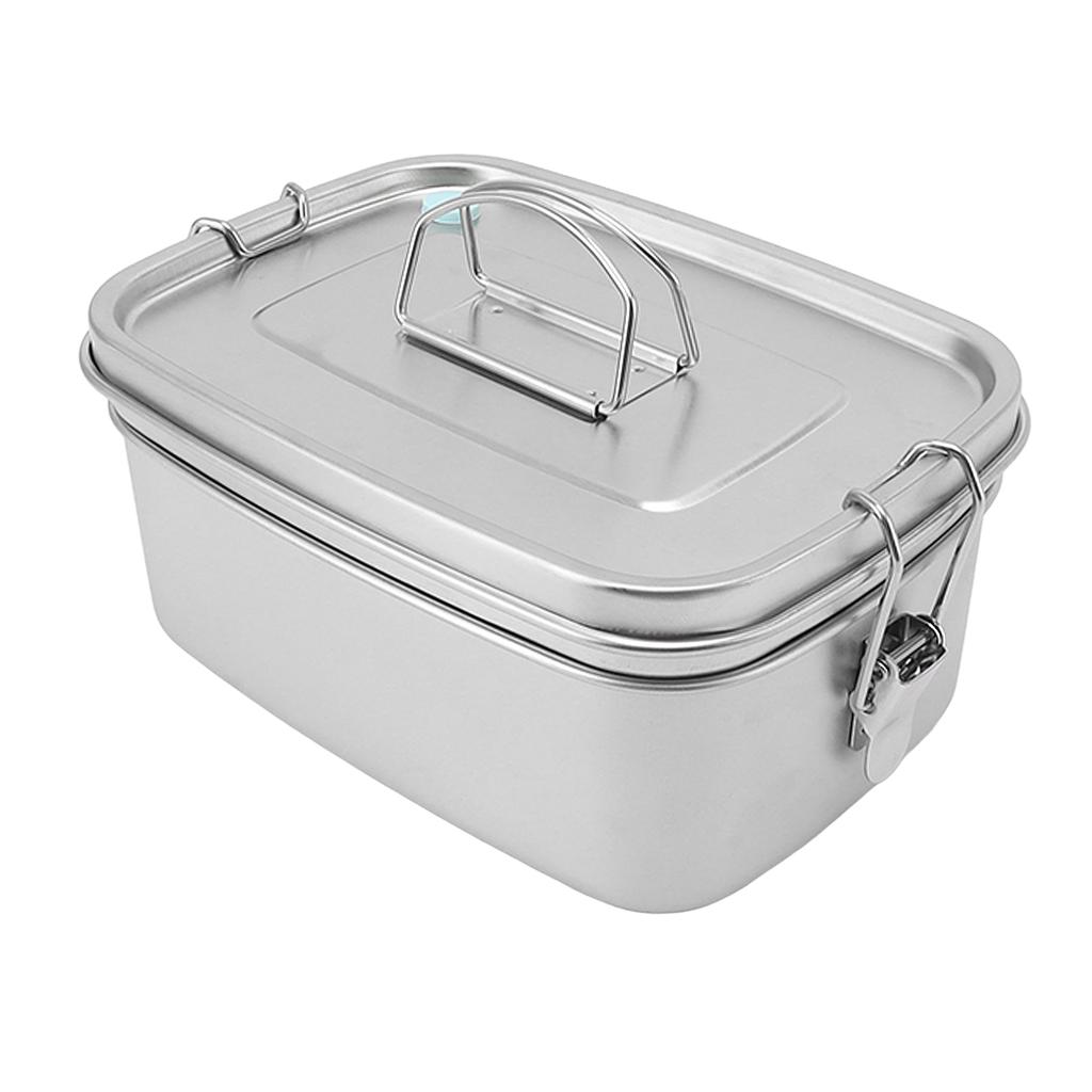 Double Layer Stainless Steel Lunch Box Portable 1.5L Bento Box for Student Office Workers Canteen Picnic Camping