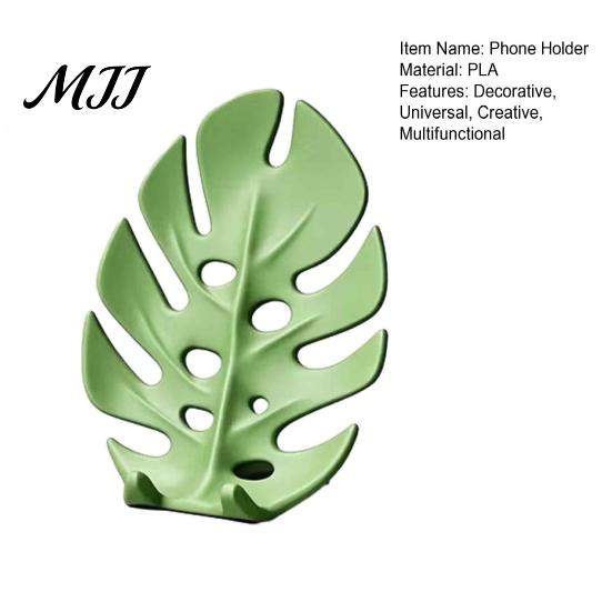 Creative Gift for Coworkers 3D Printed Monstera Leaf Phone Holder, Cute Desktop Cell Stand, Decorative Tropical Office Table Decoration Mount Home and