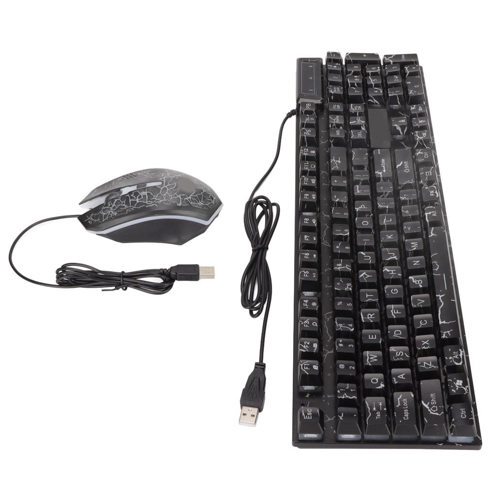 USB Keyboard Mouse Combo Good Resilience Crack Colorful Backlight 104 Keys Clear Characters Gaming