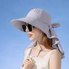 With Shawl Sunshade Bucket Hat with Ponytail Hole Aiti UV Fishman Hat New Design Bow Sun Hat  Beach