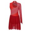 Womens Figure Skating Dance Leotard Single Sleeve Mock Neck Sparkle Rhinestone Ice Performance Wear