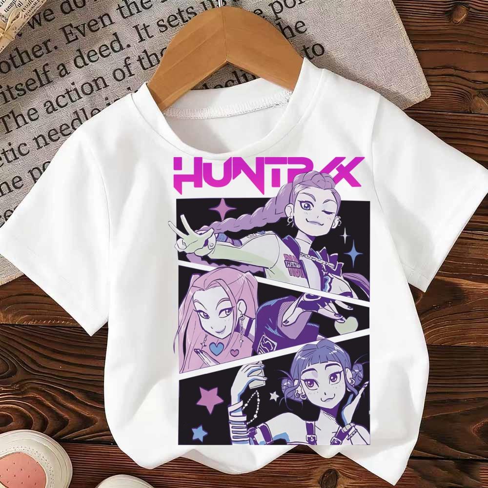 Tricou Copii Kpop Demon Hunter HuntrX Tricouri Copil Tricou Vară Y2k Topuri Tricouri Mânecă Scurtă Modă Tricou Coreean pentru Fete Băieți