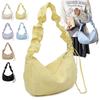 Korean Style Nyl Crossbody Bag Lightweight Solid Color Pleated Shoulder Bag Handbag Large Capacity Canvas Dumpling Bag