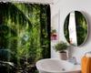 Jungle Shower Curtain Rainforest Tropical Nature Green Forest Scenic Bathroom Decor, Waterproof Cloth Fabric with Hooks 70" W x