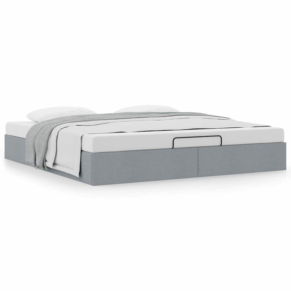 Ottoman Bed without Mattress Light Grey 180x200 cm Fabric