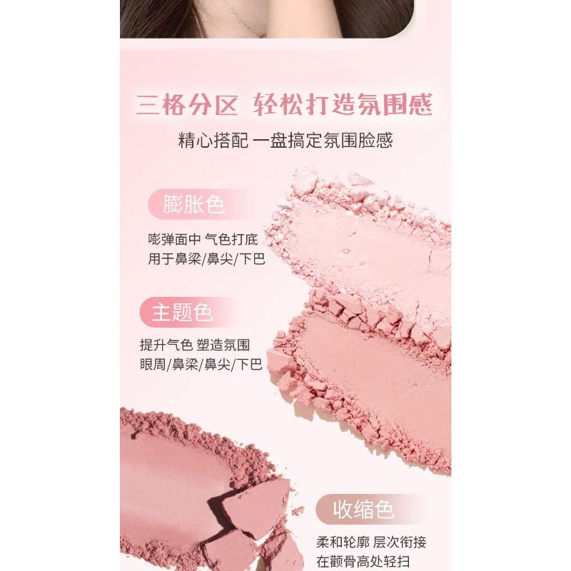 Three Color Blush Palette Matte Highlight Contour Natural Eye Makeup For Korean Style Girls Early Morning Class