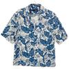 LARDINI Blue Leaf Print Open Collar Shirt Tops S blueUsed