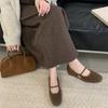 Inner Height Increase 4cm Mary Jane Mao Mao Shoes Women's Shoes 2025 New Autumn and Winter Gentle Word with Velvet Bean Shoes