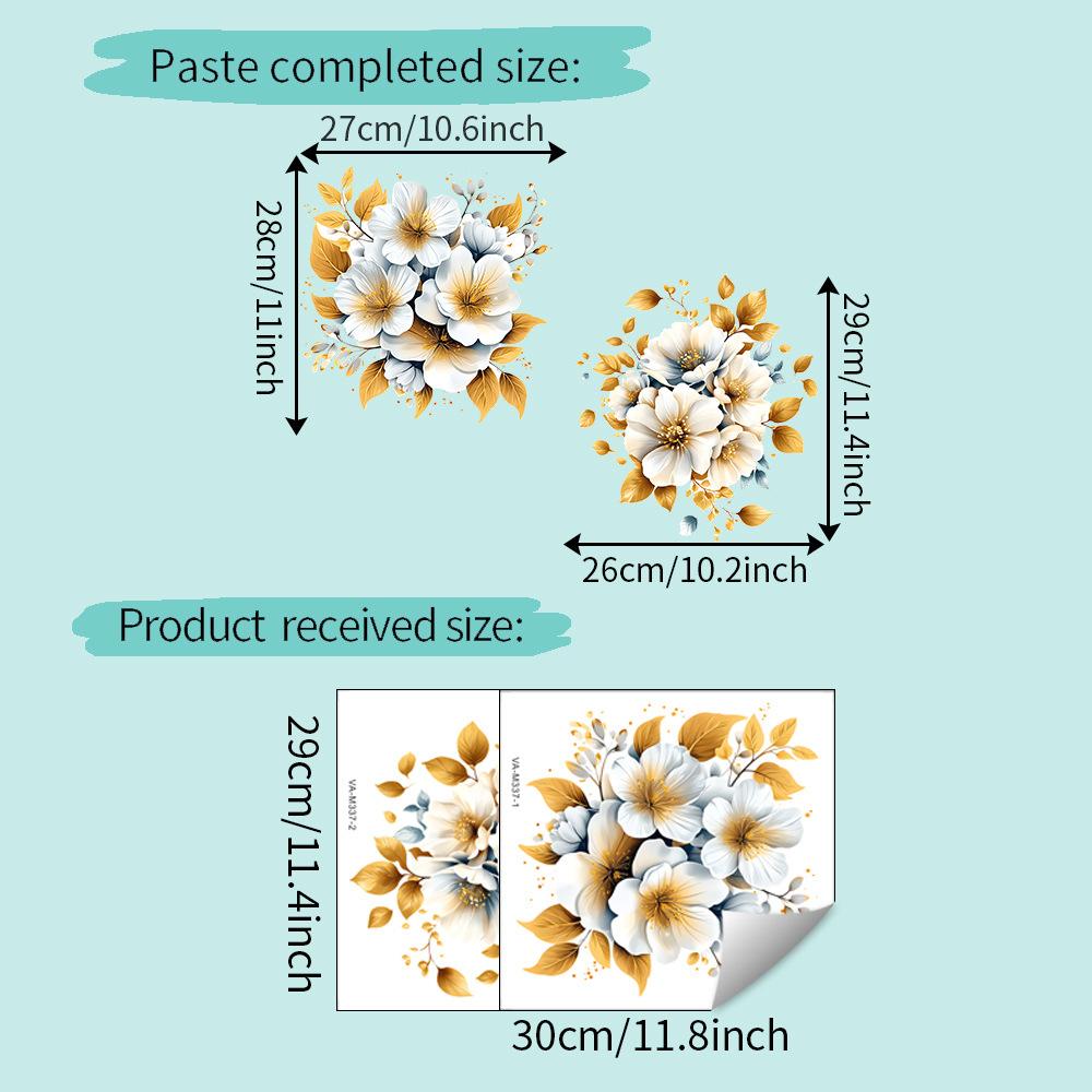 

Self-Adhesive Embossed Floral Leaf Stickers For Toilet Bathroom Bedroom Decoration 29x30cm 2pcs